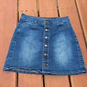 Wax Jean Denim Button-Up Mini Skirt